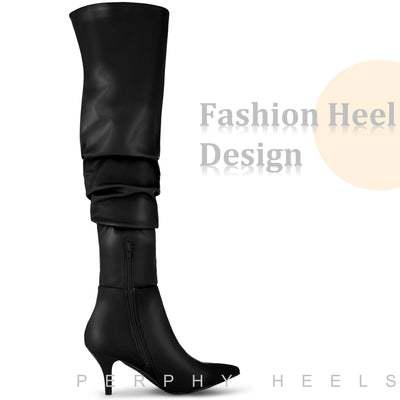 Pointed Toe Slouches Stiletto Heels Over the Knee High Boots for Women