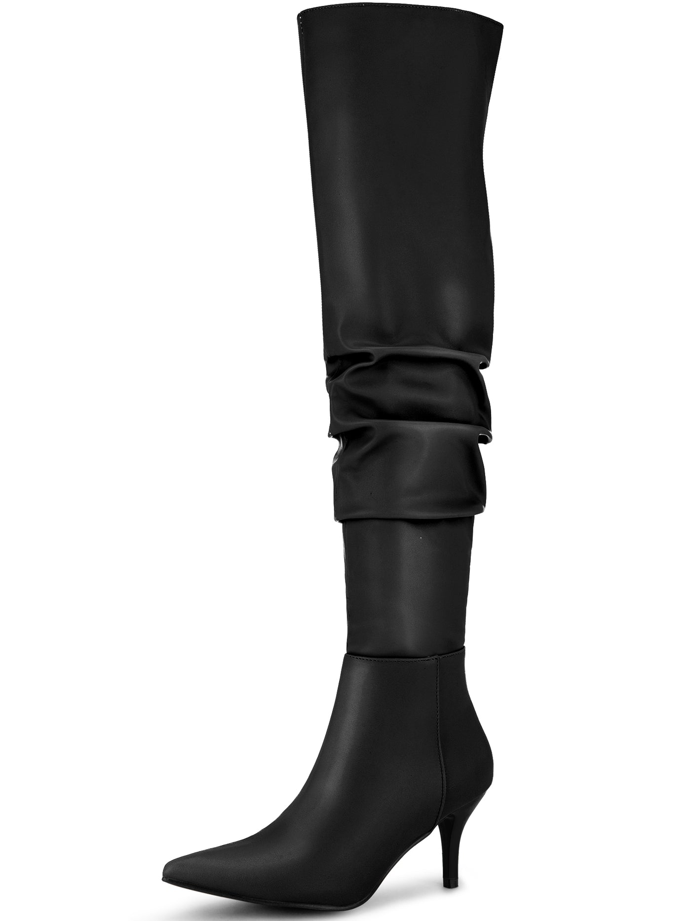 Bublédon Pointed Toe Slouches Stiletto Heels Over the Knee High Boots for Women