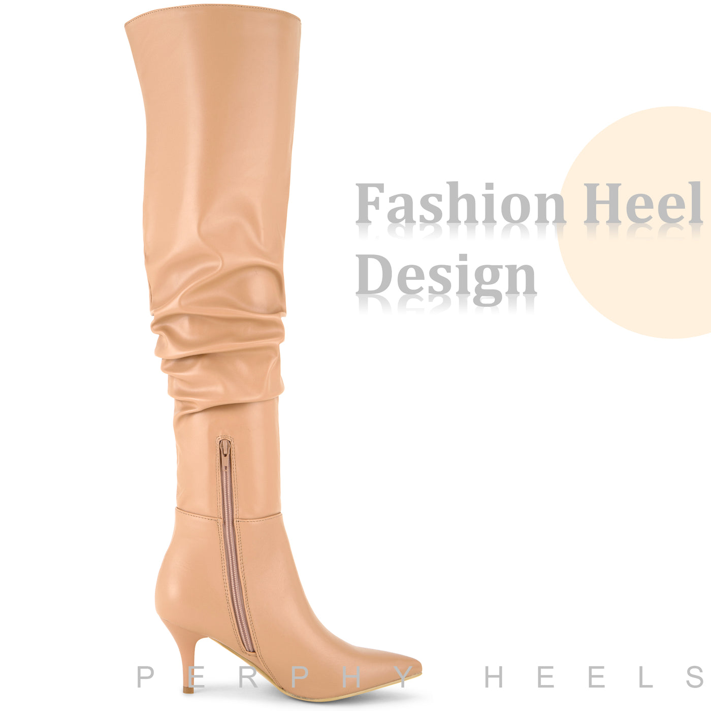 Bublédon Pointed Toe Slouches Stiletto Heels Over the Knee High Boots for Women