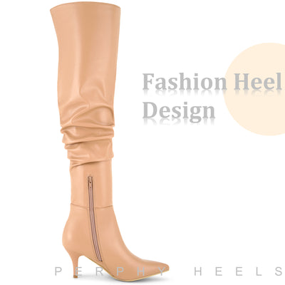 Pointed Toe Slouches Stiletto Heels Over the Knee High Boots for Women