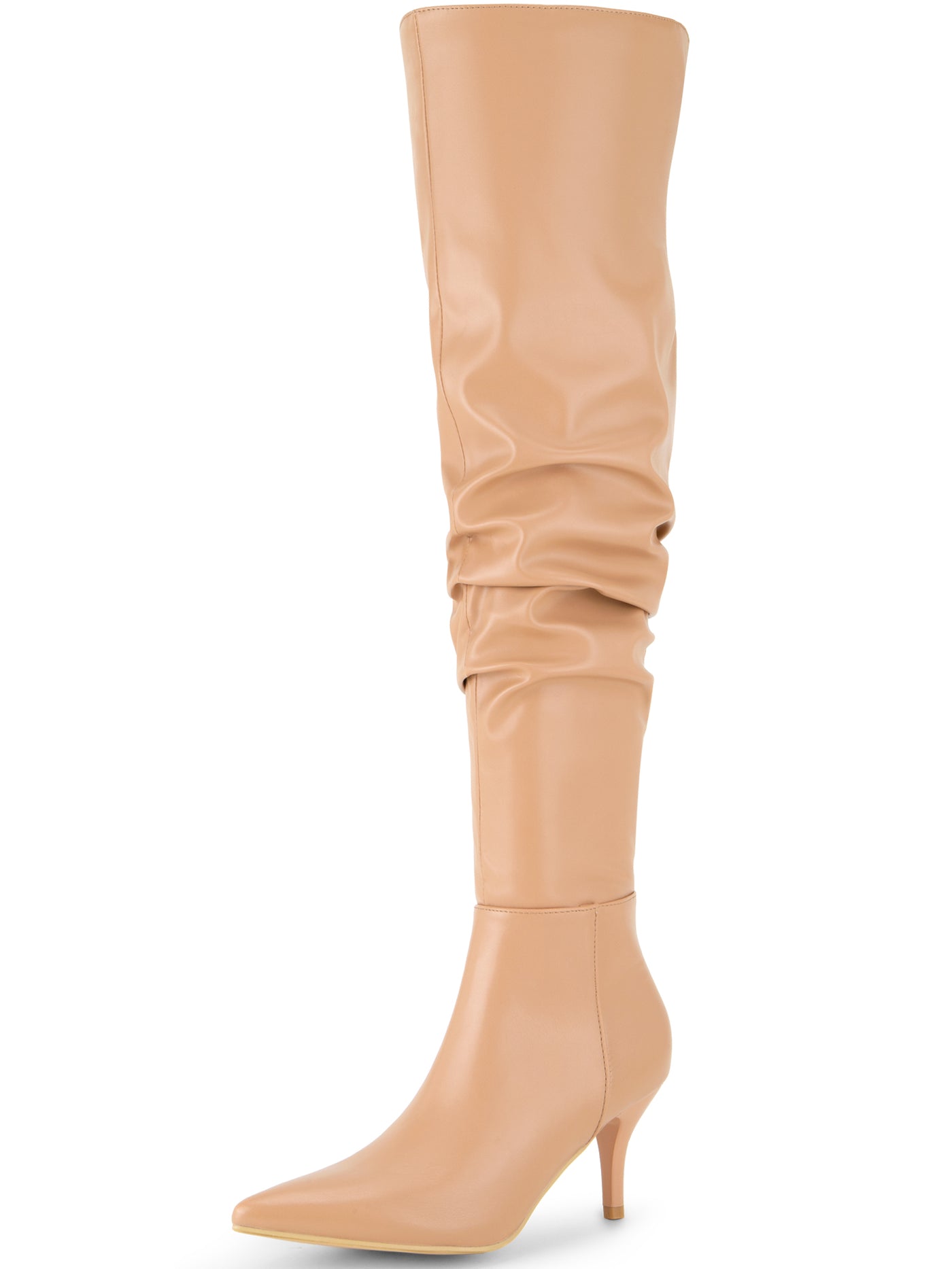 Bublédon Pointed Toe Slouches Stiletto Heels Over the Knee High Boots for Women