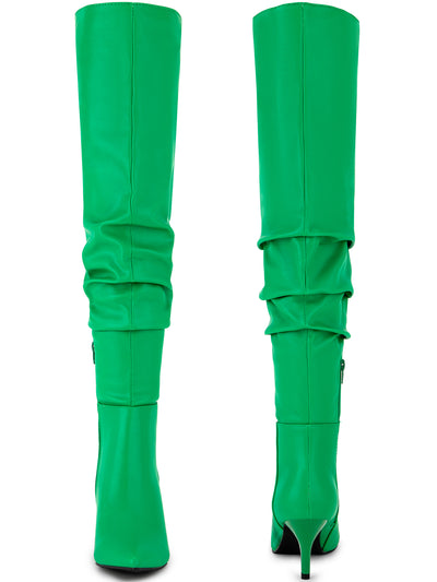 Pointed Toe Slouches Stiletto Heels Over the Knee High Boots for Women