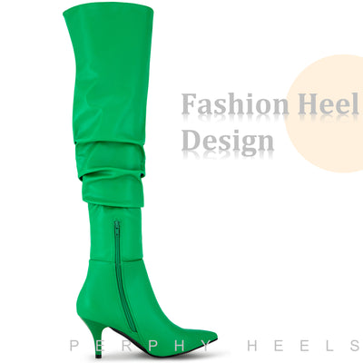 Pointed Toe Slouches Stiletto Heels Over the Knee High Boots for Women