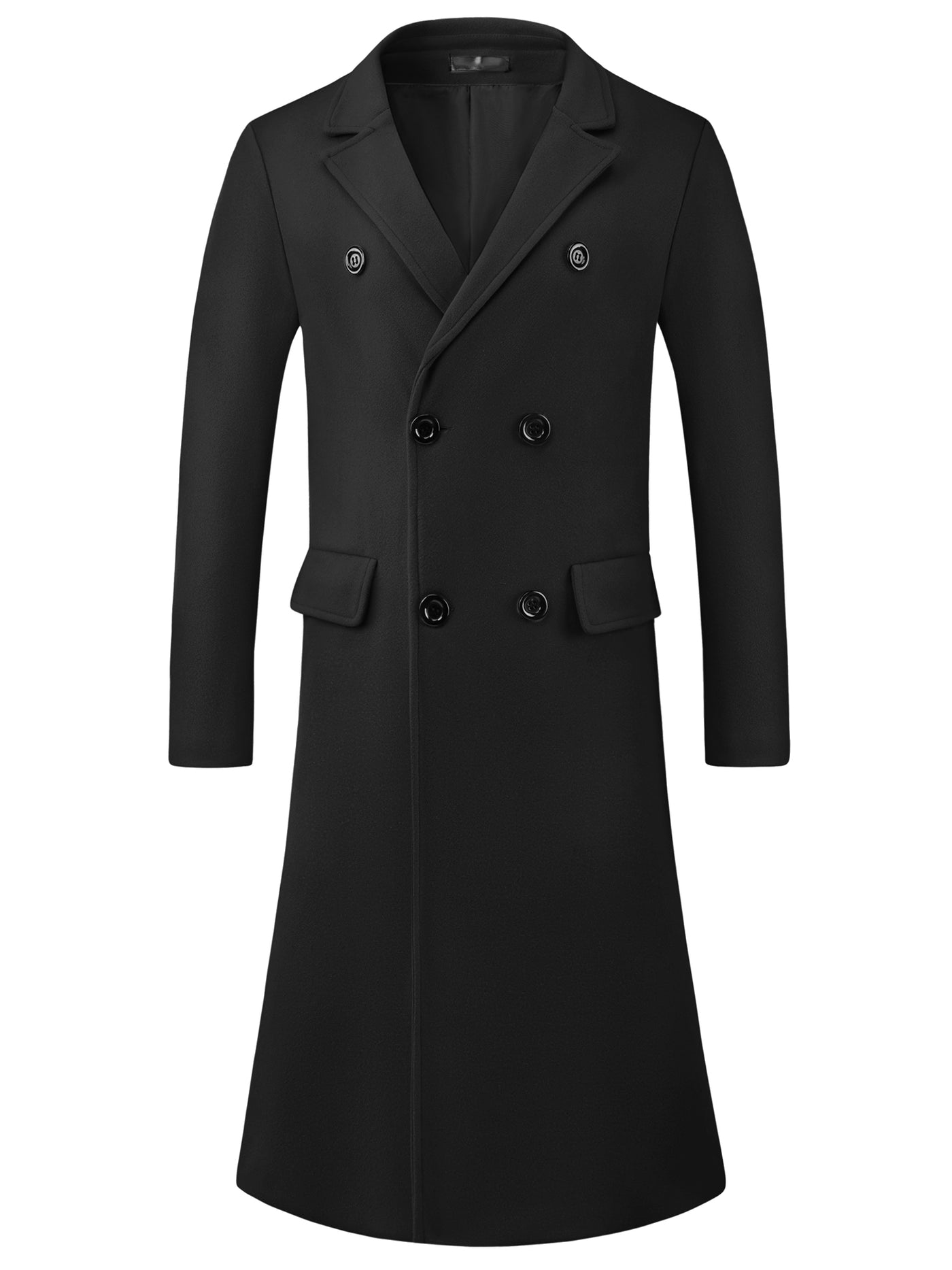 Bublédon Trench Coat for Men's Double Breasted Notched Lapel Formal Long Winter Coats