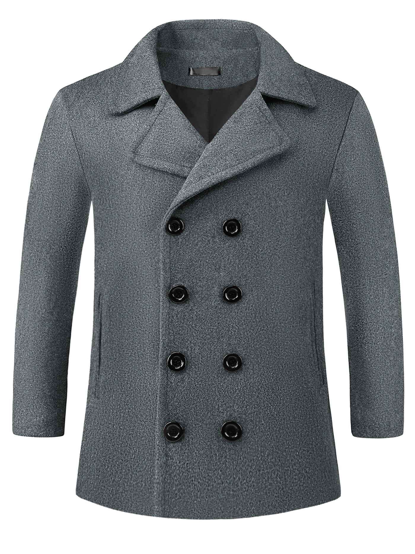 Bublédon Winter Peacoat for Men's Notched Collar Double Breasted Formal Classic Overcoats