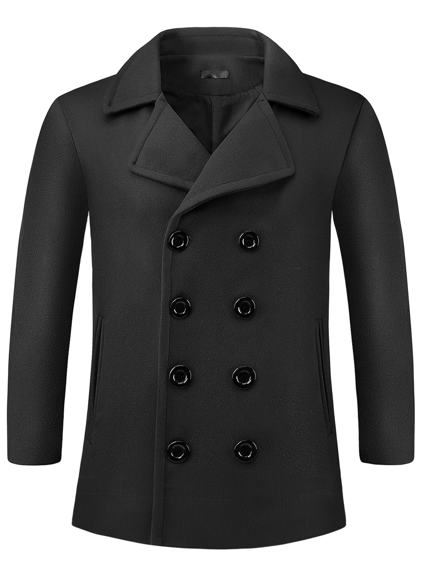 Bublédon Winter Peacoat for Men's Notched Collar Double Breasted Formal Classic Overcoats