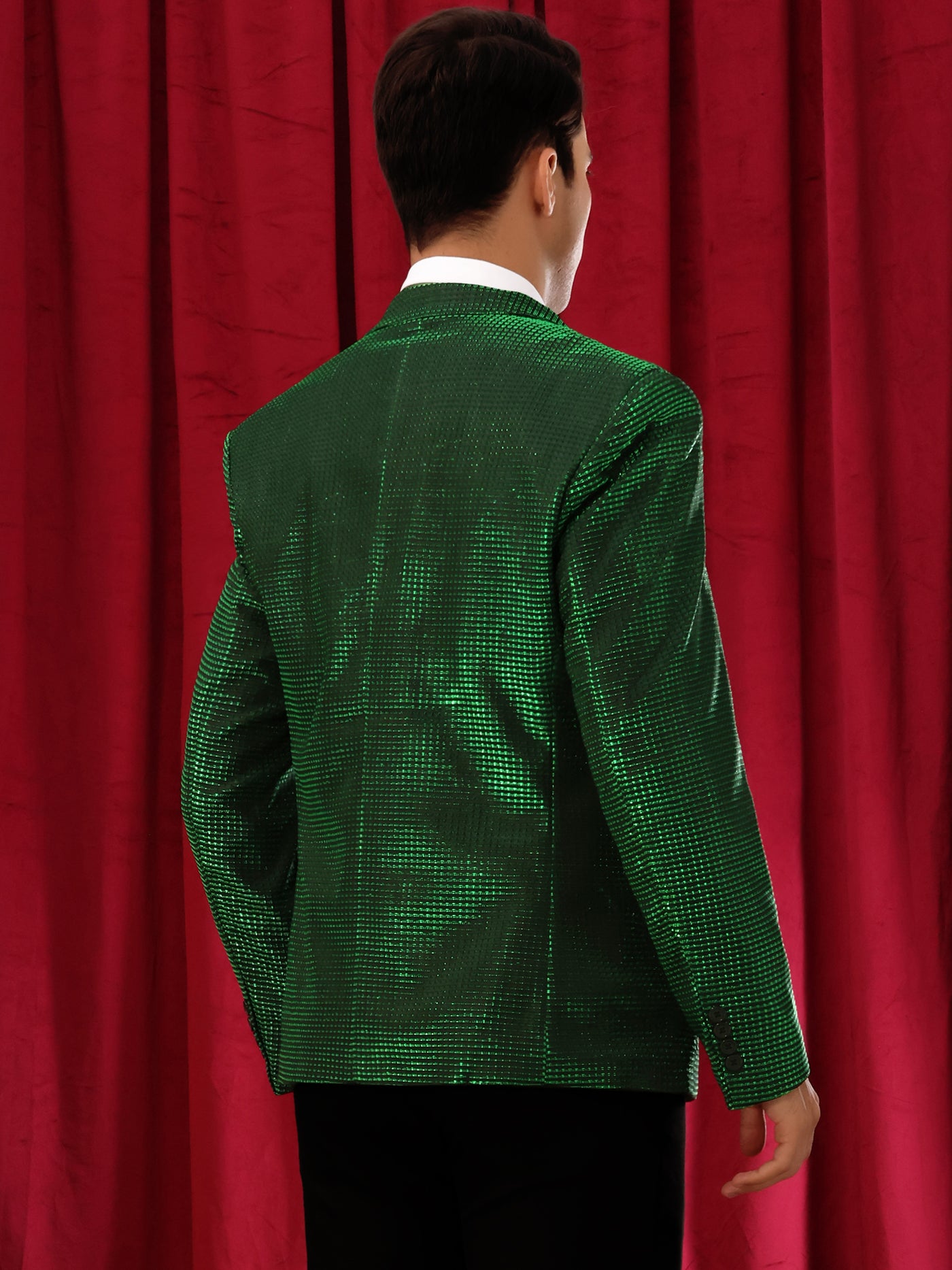 Bublédon Shiny Sport Coats for Men's Single Breasted Wedding Party Metallic Blazers