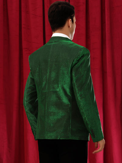 Shiny Sport Coats for Men's Single Breasted Wedding Party Metallic Blazers