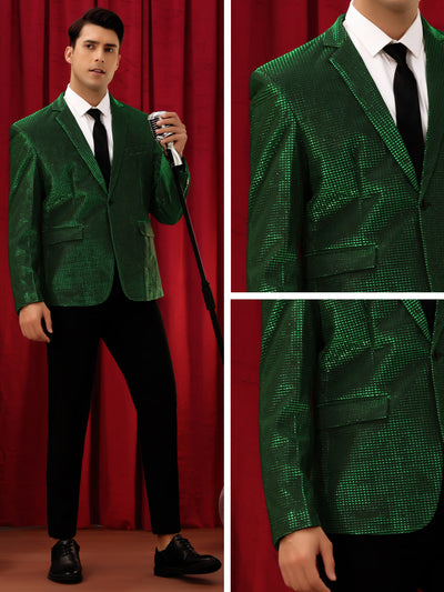 Shiny Sport Coats for Men's Single Breasted Wedding Party Metallic Blazers