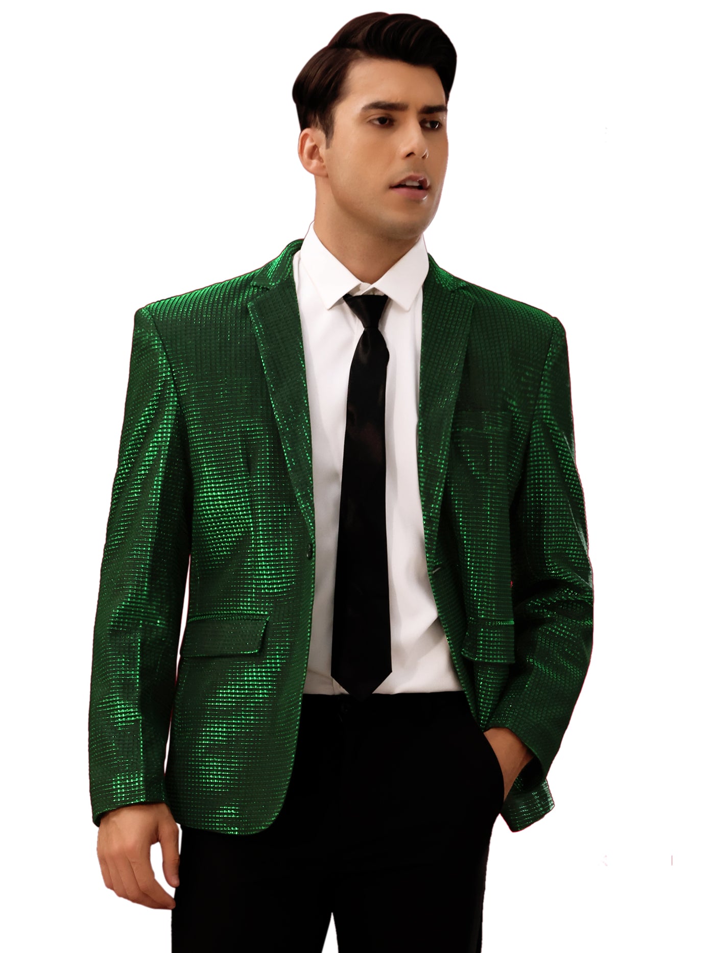 Bublédon Shiny Sport Coats for Men's Single Breasted Wedding Party Metallic Blazers