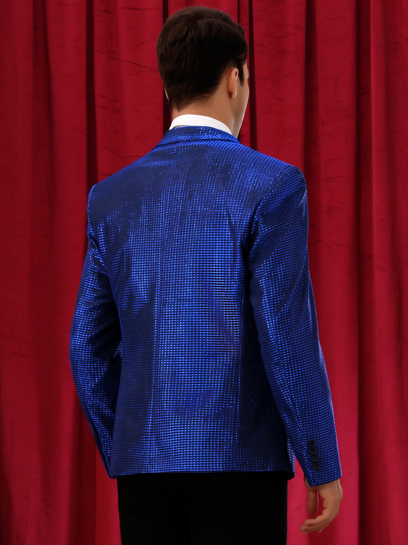 Bublédon Shiny Sport Coats for Men's Single Breasted Wedding Party Metallic Blazers