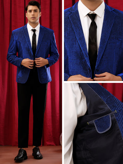 Shiny Sport Coats for Men's Single Breasted Wedding Party Metallic Blazers