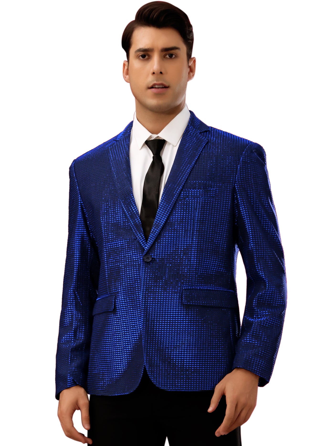 Bublédon Shiny Sport Coats for Men's Single Breasted Wedding Party Metallic Blazers