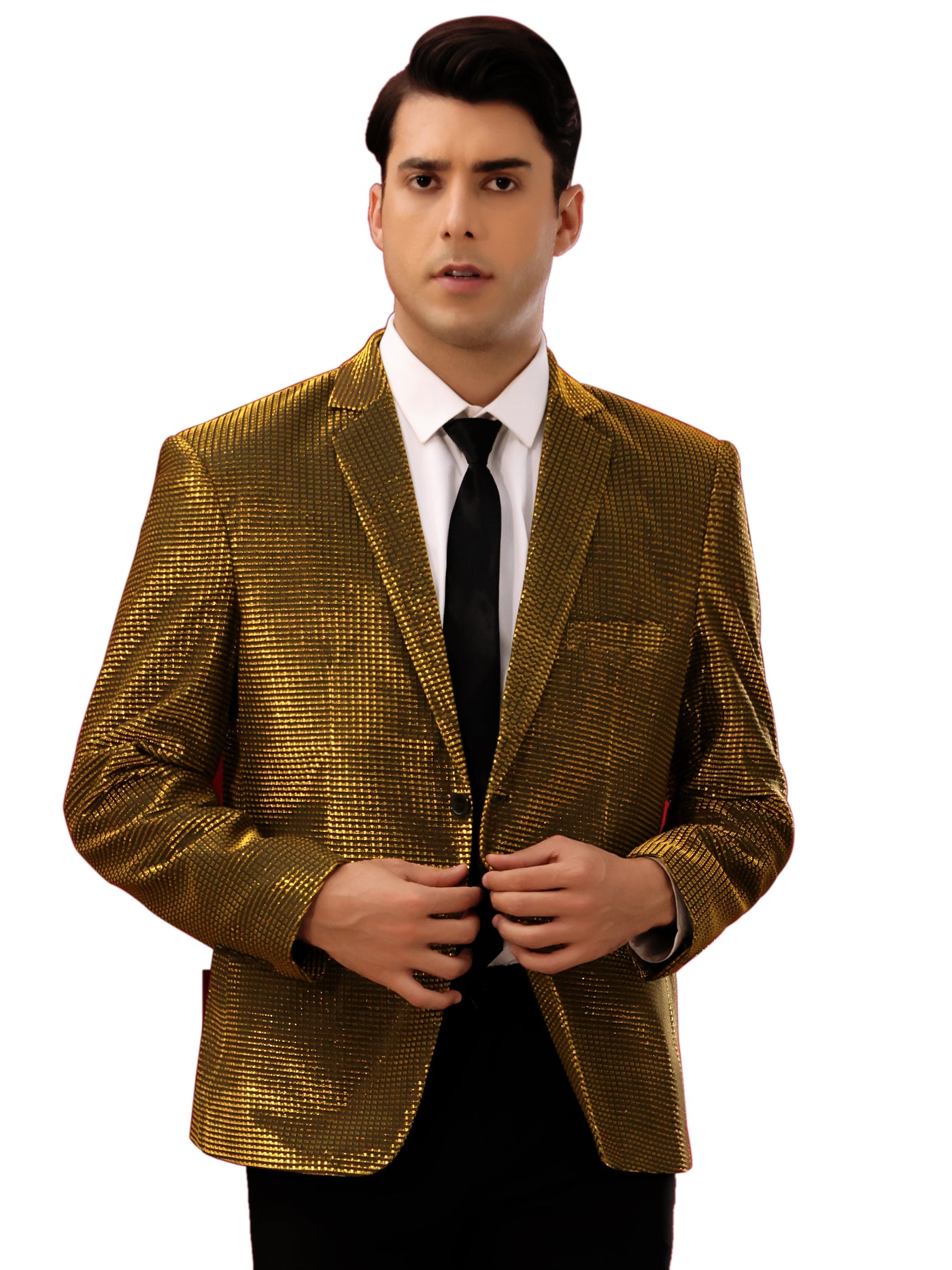 Bublédon Shiny Sport Coats for Men's Single Breasted Wedding Party Metallic Blazers