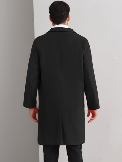 Winter Coats for Men's Notched Collar Double Breasted Long Trench Coat