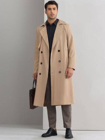 Bublédon Classic Trench Coat for Men's Double Breasted Long Winter Overcoat with Belt