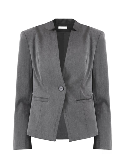 Women's Professional Blazer Collarless Formal Work Business Suit Jacket