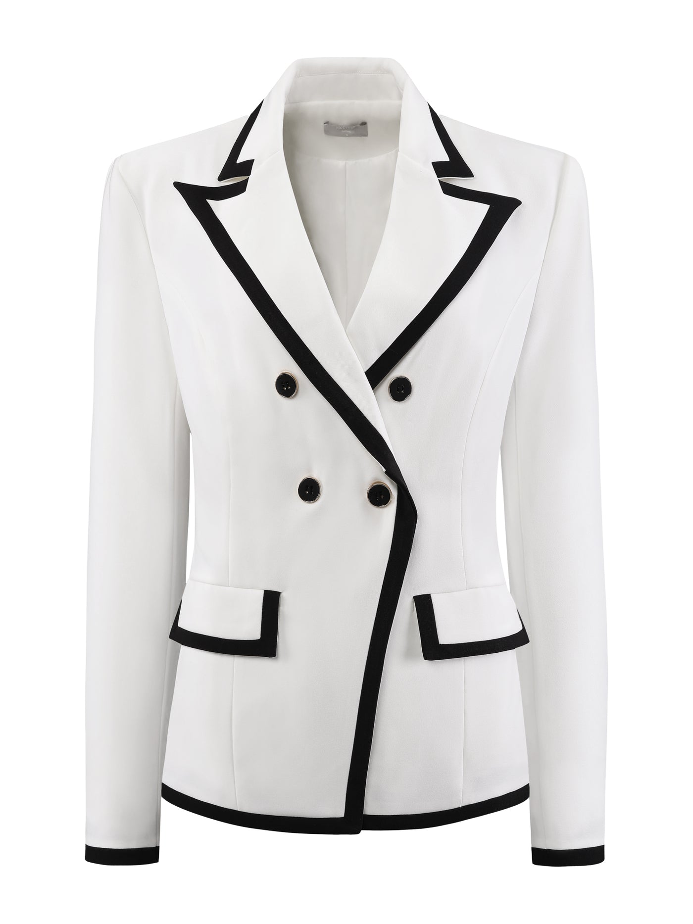 Bublédon Women's Double Breasted Blazer Panel Trim Long Sleeve Work Suit Blazers Jacket