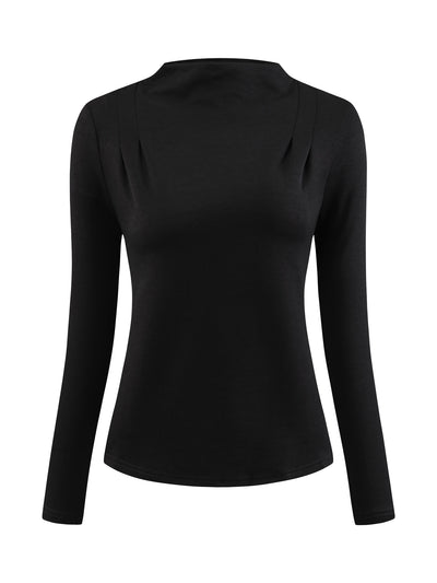 Women's Long Sleeve Blouse Fall Winter Casual Work Mock Neck Top