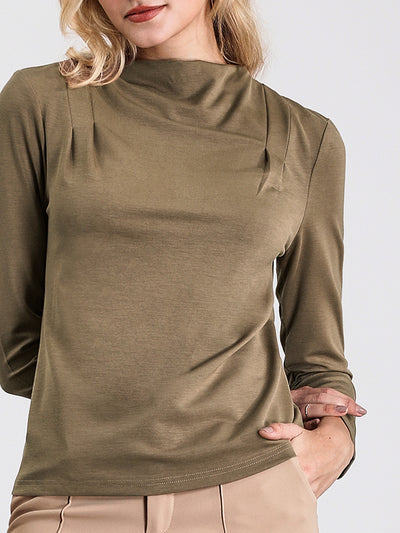 Women's Long Sleeve Blouse Fall Winter Casual Work Mock Neck Top