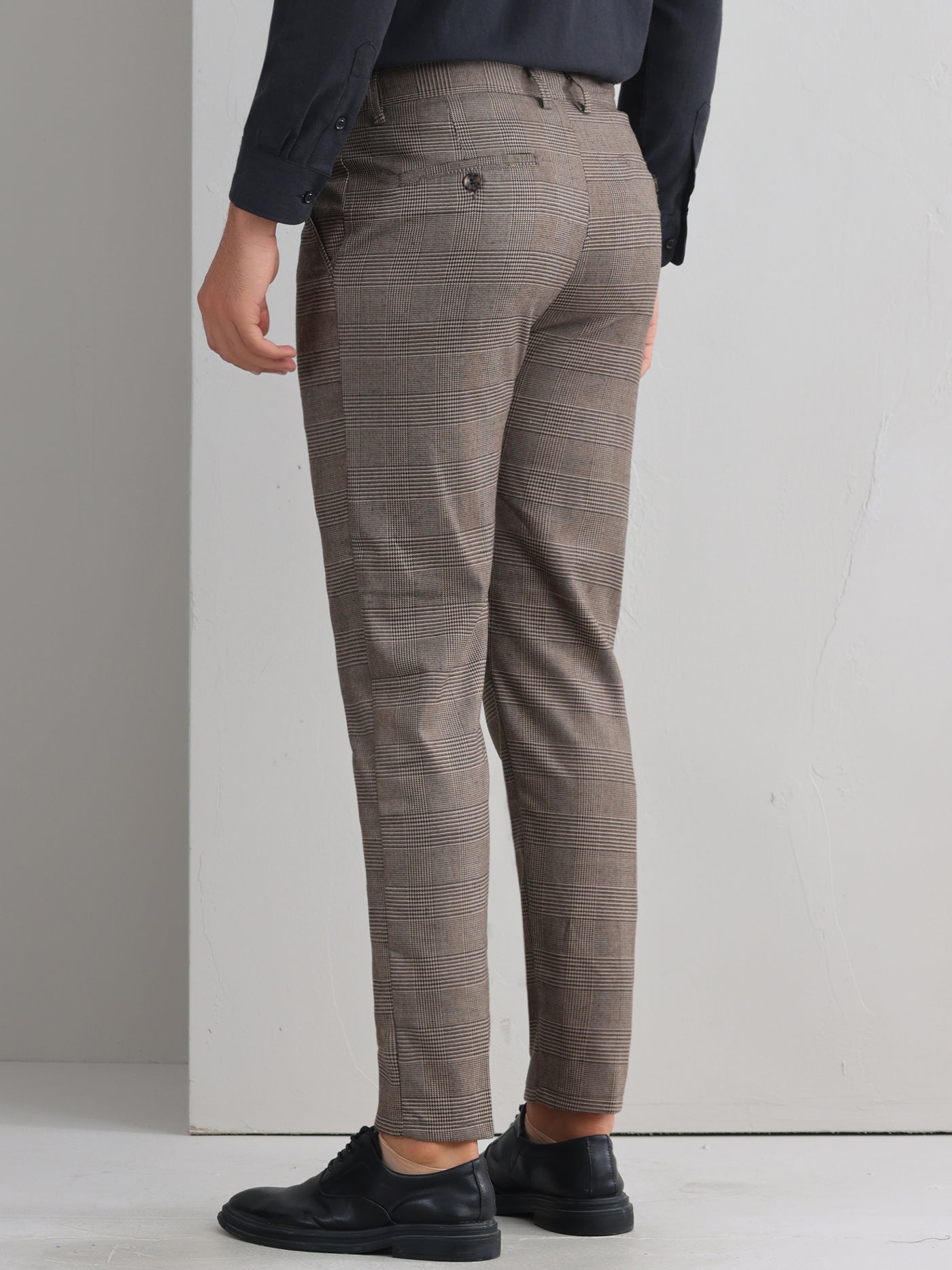 Bublédon Plaid Dress Pants for Men's Flat Front Straight Fit Formal Checked Trousers