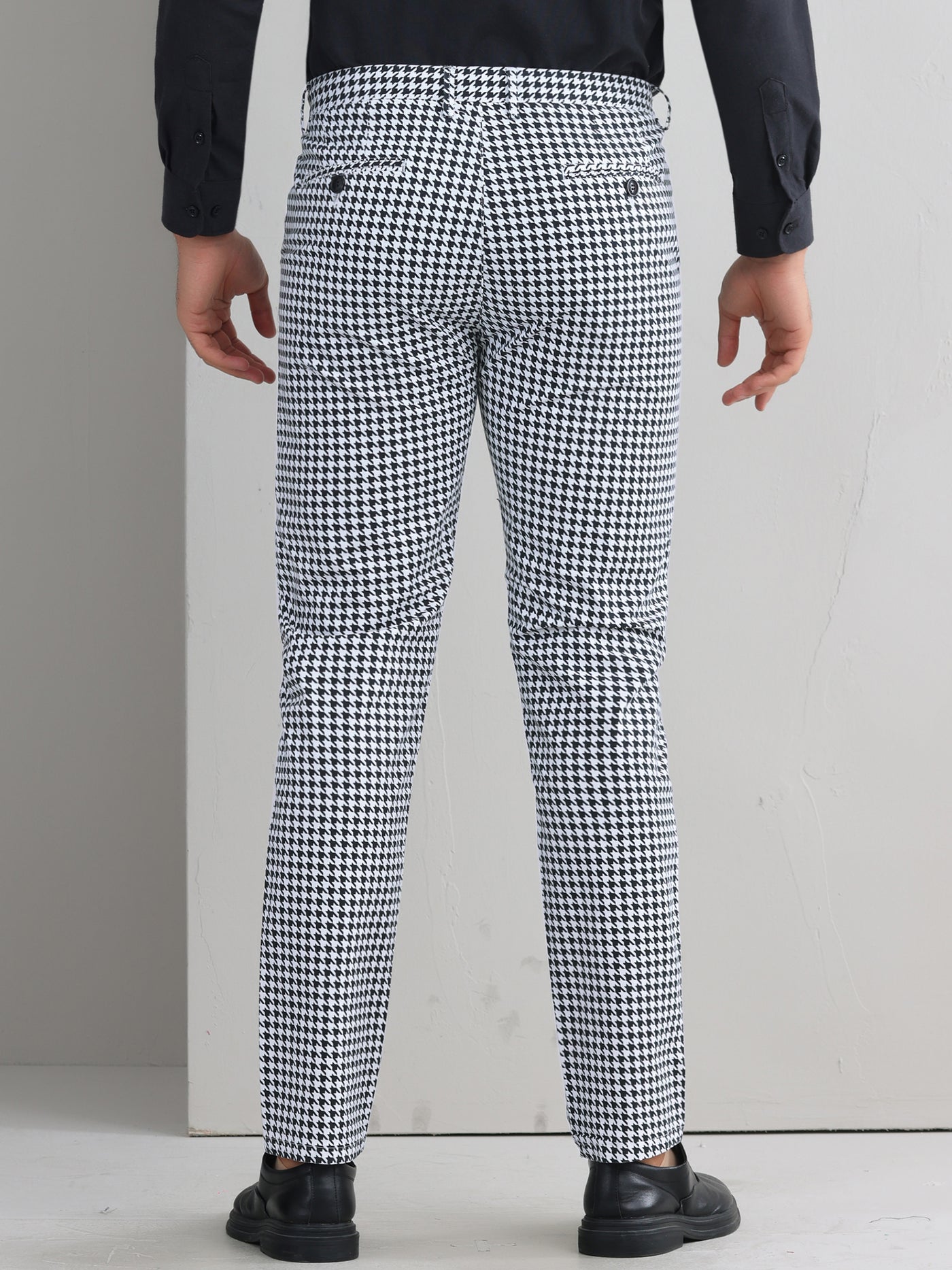 Bublédon Plaid Dress Pants for Men's Flat Front Straight Fit Formal Checked Trousers