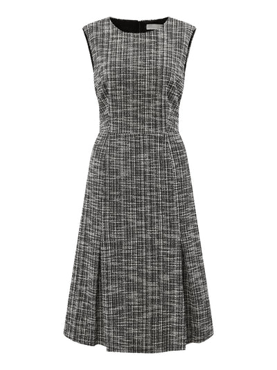 Women's Tweed Round Neck Sleeveless Elegant Work A-Line Dress