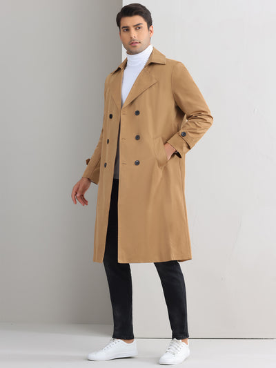 Bublédon Winter Trench Coat for Men's Double Breasted Belted Long Jacket Overcoats