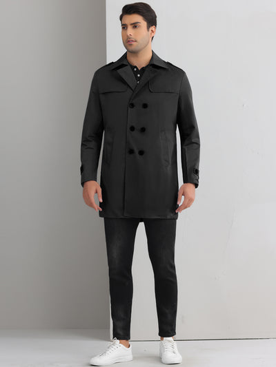 Trench Coat for Men's Double Breasted Winter Jacket Overcoat with Belt