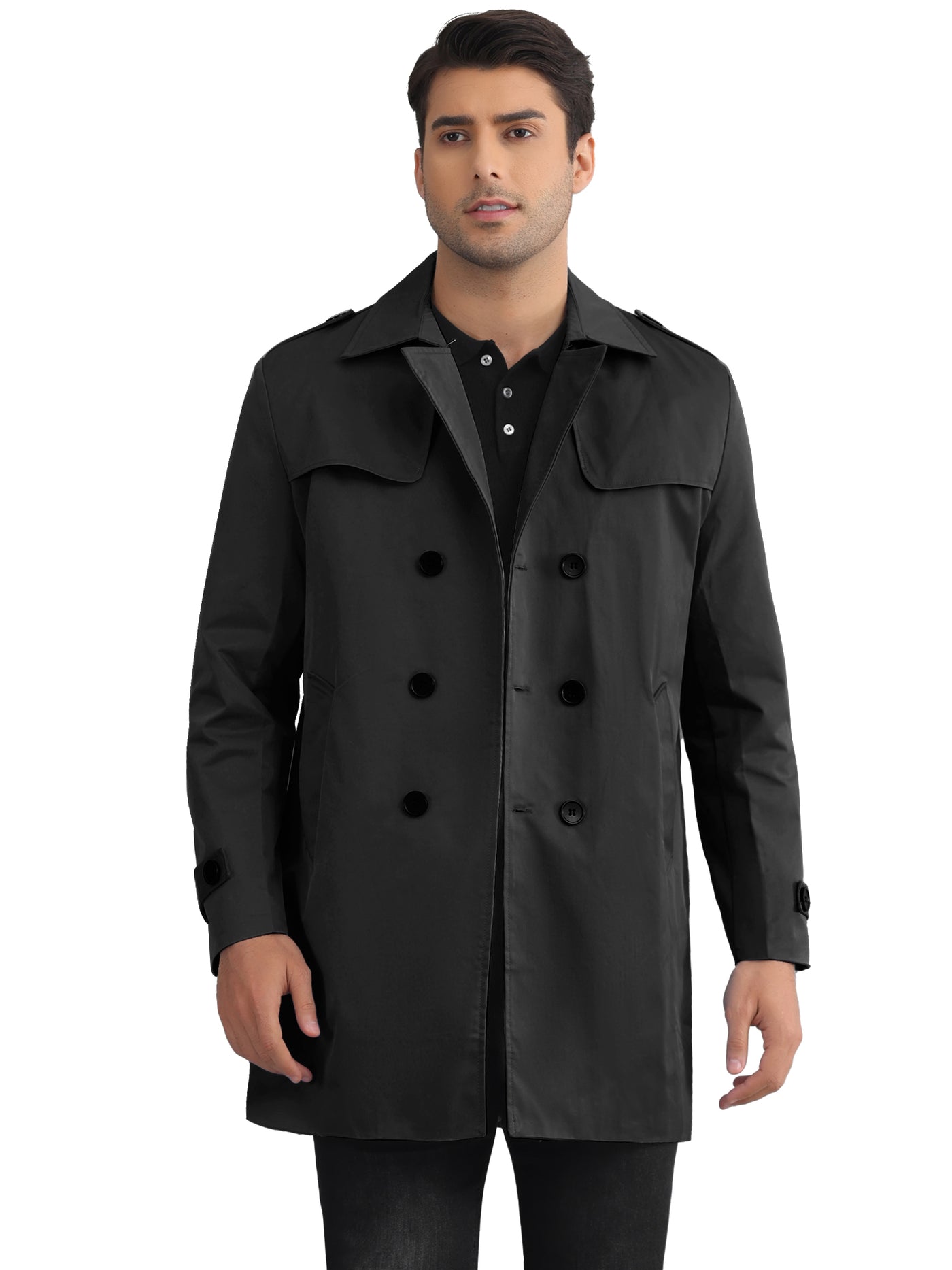 Bublédon Trench Coat for Men's Double Breasted Winter Jacket Overcoat with Belt