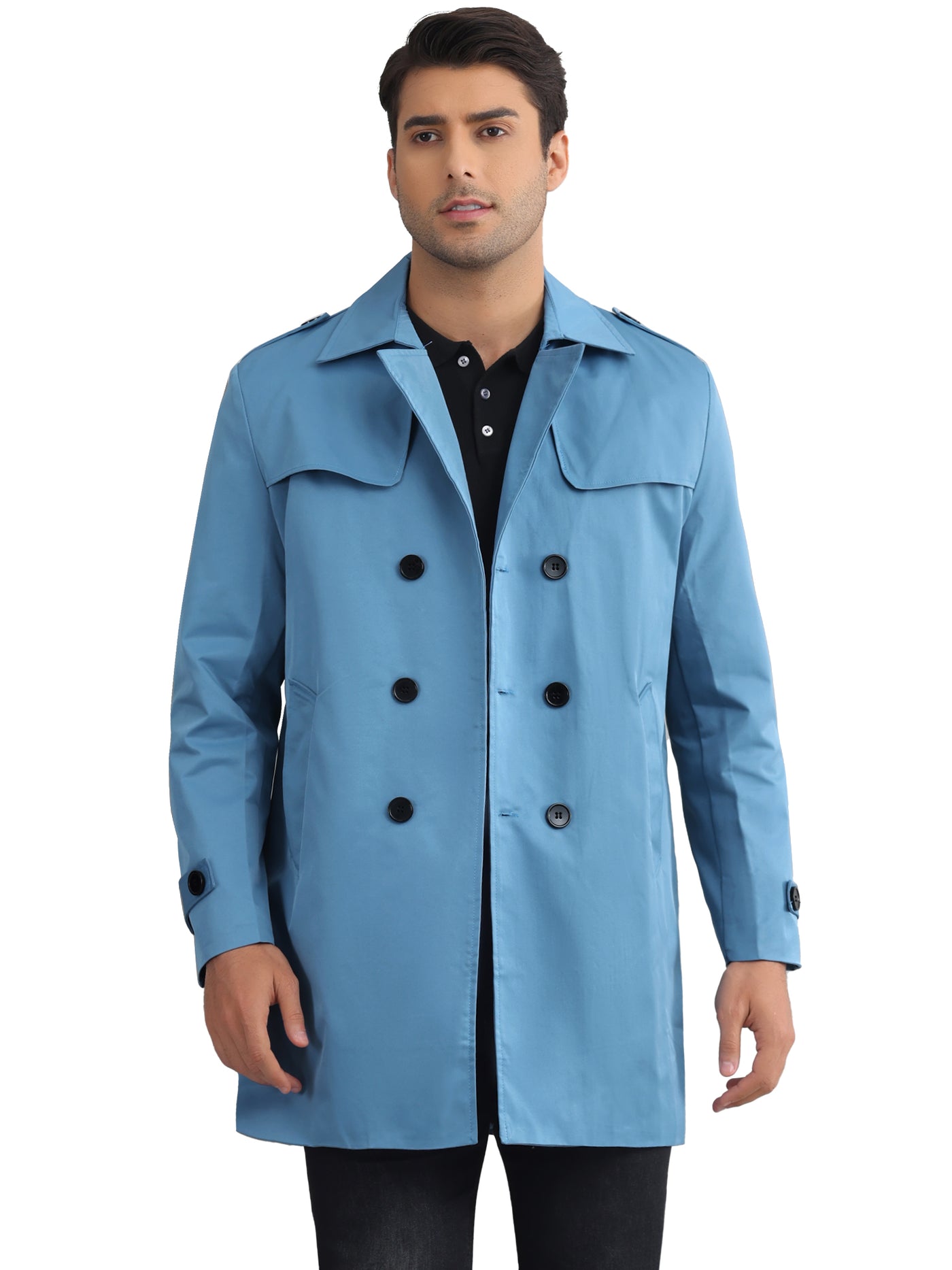 Bublédon Trench Coat for Men's Double Breasted Winter Jacket Overcoat with Belt