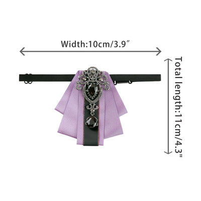 Women's Rhinestone Brooch Tie Pre-tied Ribbon Ties for Elegant Party