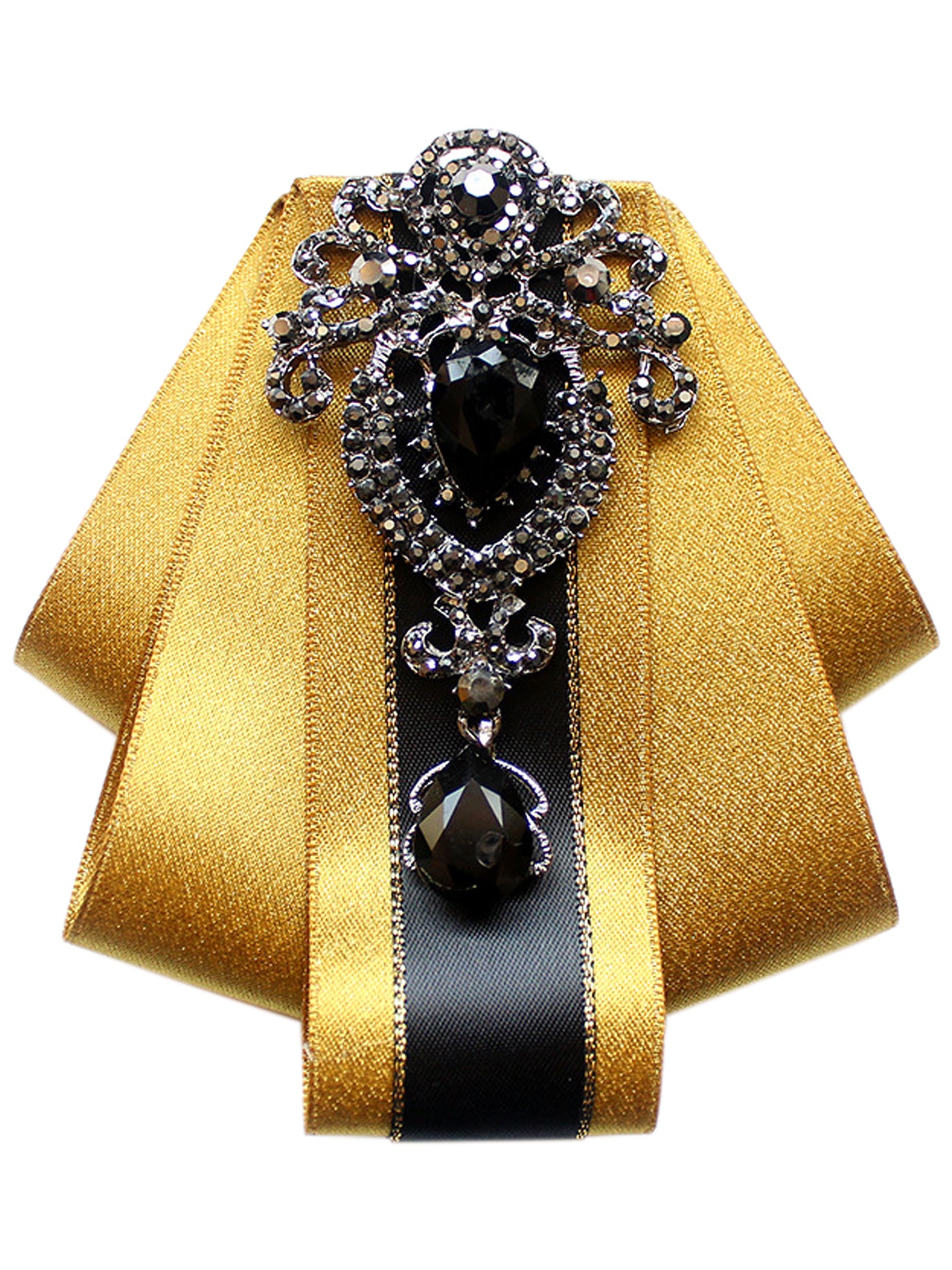 Bublédon Women's Rhinestone Brooch Tie Pre-tied Ribbon Ties for Elegant Party