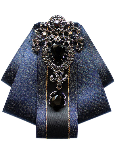 Bublédon Women's Rhinestone Brooch Tie Pre-tied Ribbon Ties for Elegant Party