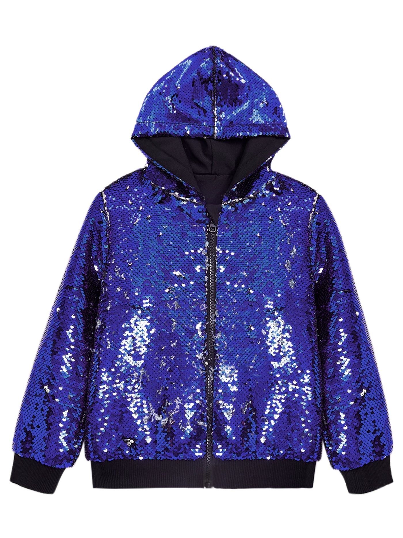 Bublédon Sequins Jacket for Men's Long Sleeves Zip Up Sparkle Metallic Hoodie Jackets