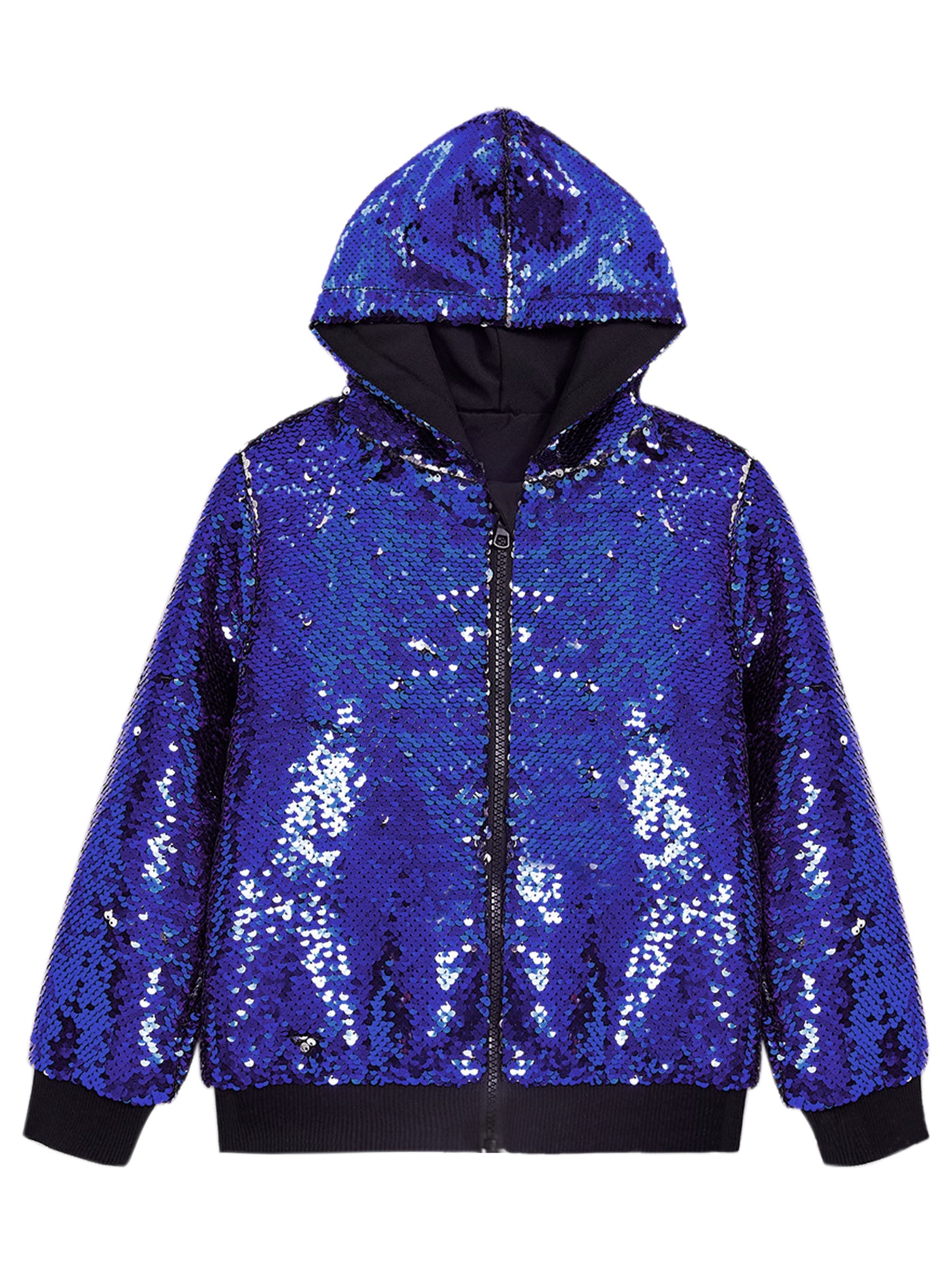 Bublédon Sequins Jacket for Men's Long Sleeves Zip Up Sparkle Metallic Hoodie Jackets