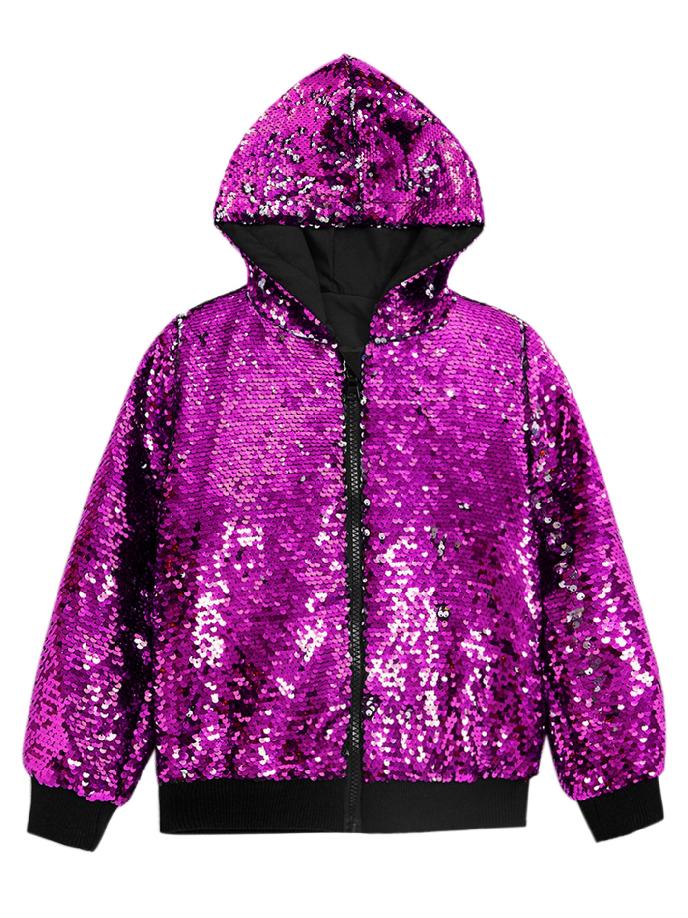 Bublédon Sequins Jacket for Men's Long Sleeves Zip Up Sparkle Metallic Hoodie Jackets