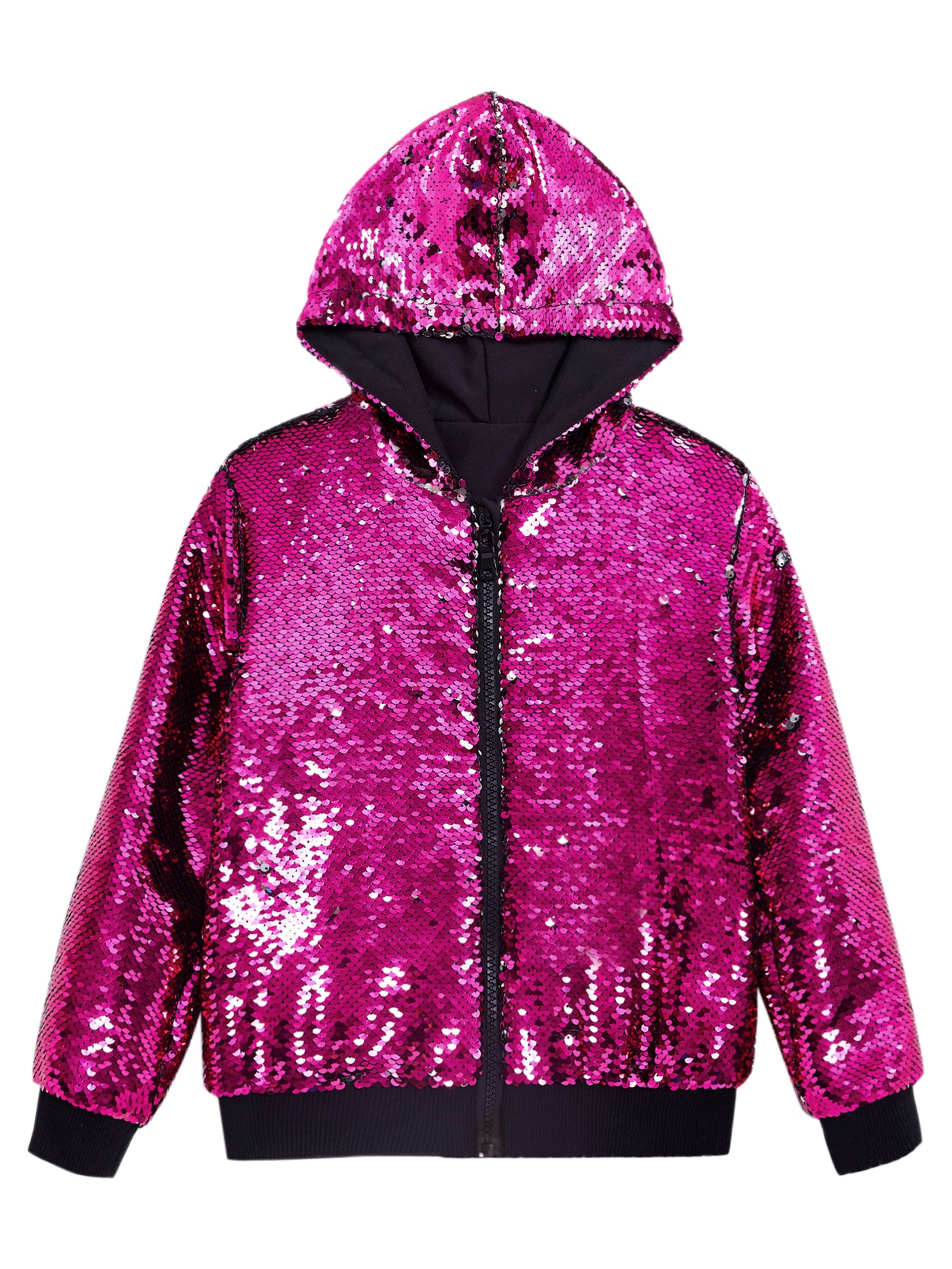 Bublédon Sequins Jacket for Men's Long Sleeves Zip Up Sparkle Metallic Hoodie Jackets