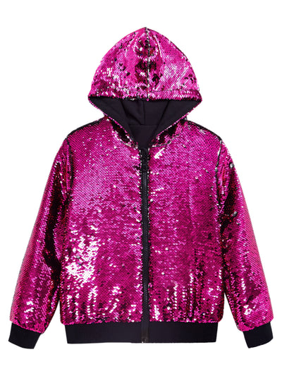 Sequins Jacket for Men's Long Sleeves Zip Up Sparkle Metallic Hoodie Jackets