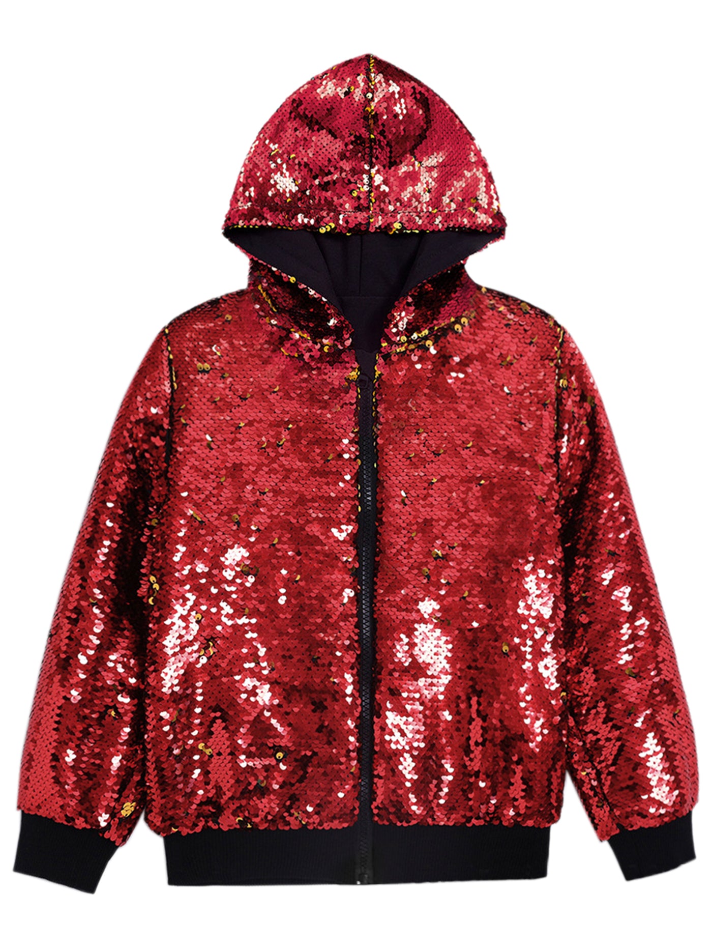 Bublédon Sequins Jacket for Men's Long Sleeves Zip Up Sparkle Metallic Hoodie Jackets