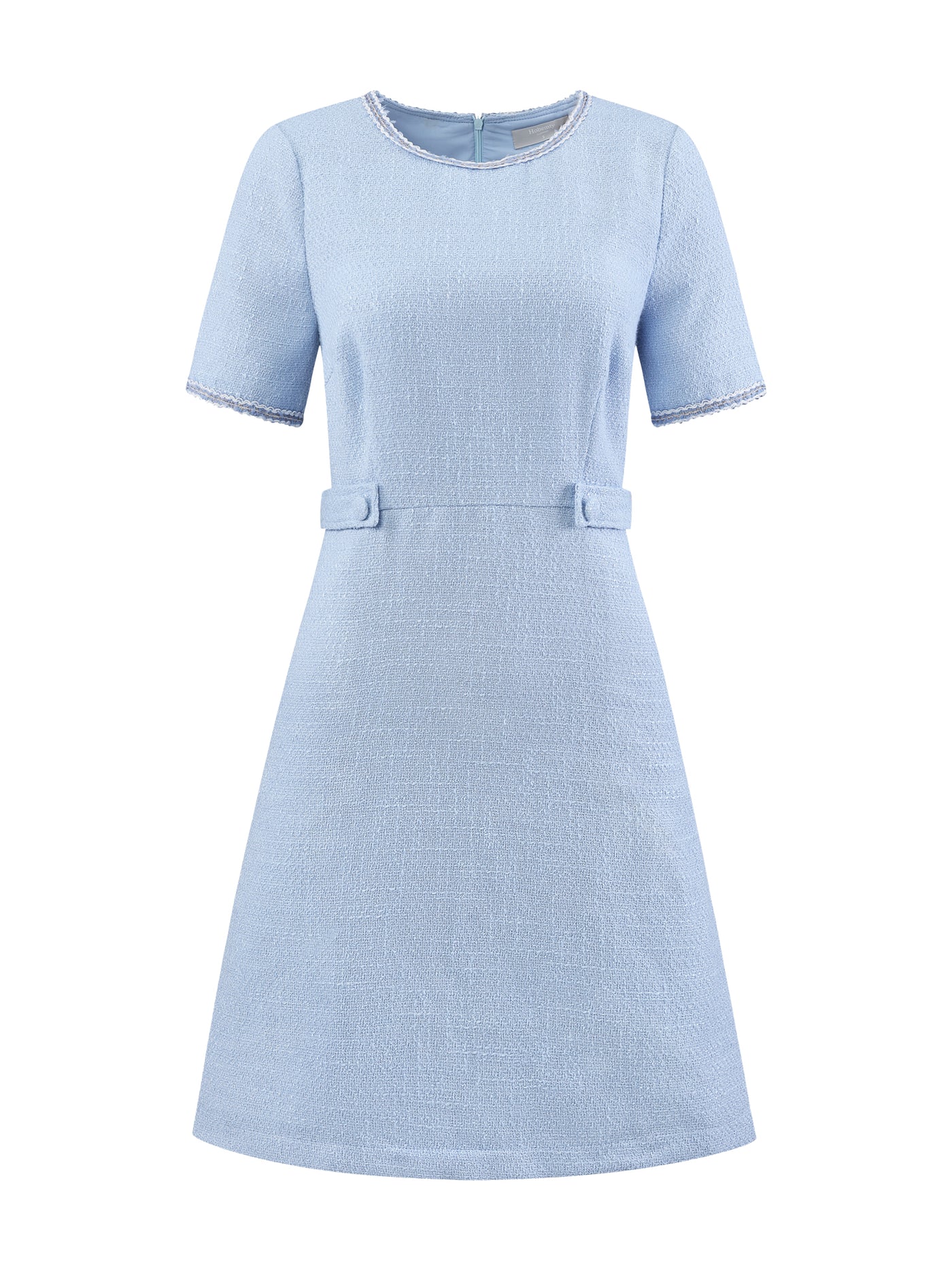 Bublédon Women's Tweed Dress Round Neck Short Sleeve Elegant Work A-Line Dresses