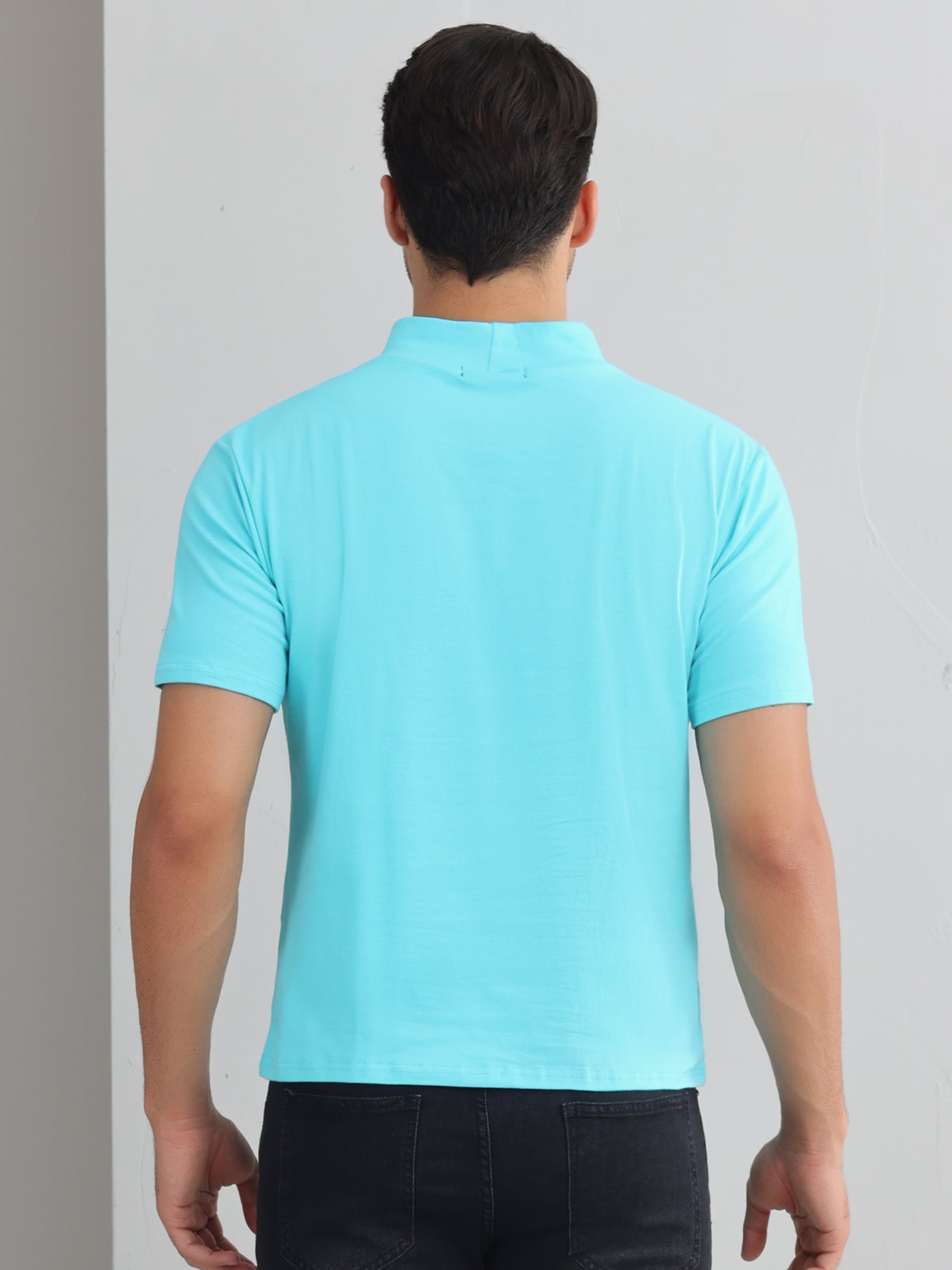 Bublédon Mock Neck T-Shirt for Men's Short Sleeves Turtleneck Summer Basic Pullover Tee Tops