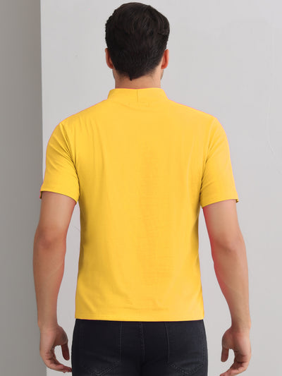 Mock Neck T-Shirt for Men's Short Sleeves Turtleneck Summer Basic Pullover Tee Tops