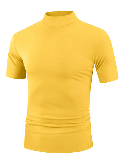 Mock Neck T-Shirt for Men's Short Sleeves Turtleneck Summer Basic Pullover Tee Tops