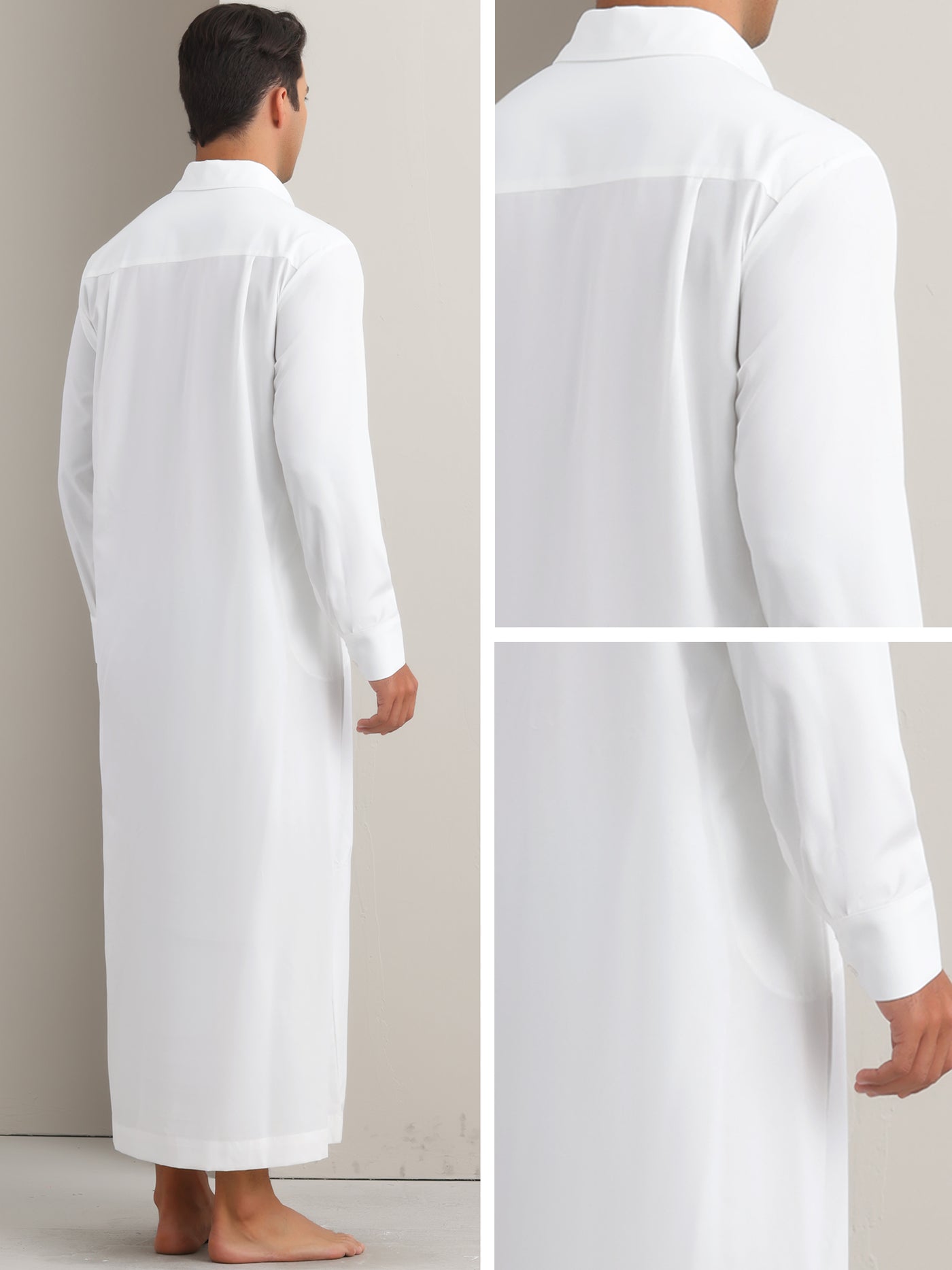 Bublédon Nightshirt for Men's Long Sleeves Collared Neck Full Length Sleep Shirt Nightwear