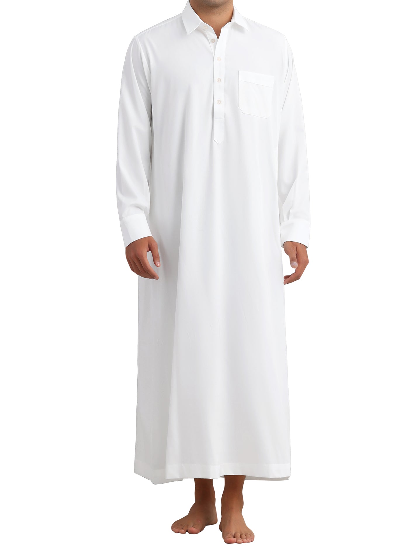 Bublédon Nightshirt for Men's Long Sleeves Collared Neck Full Length Sleep Shirt Nightwear