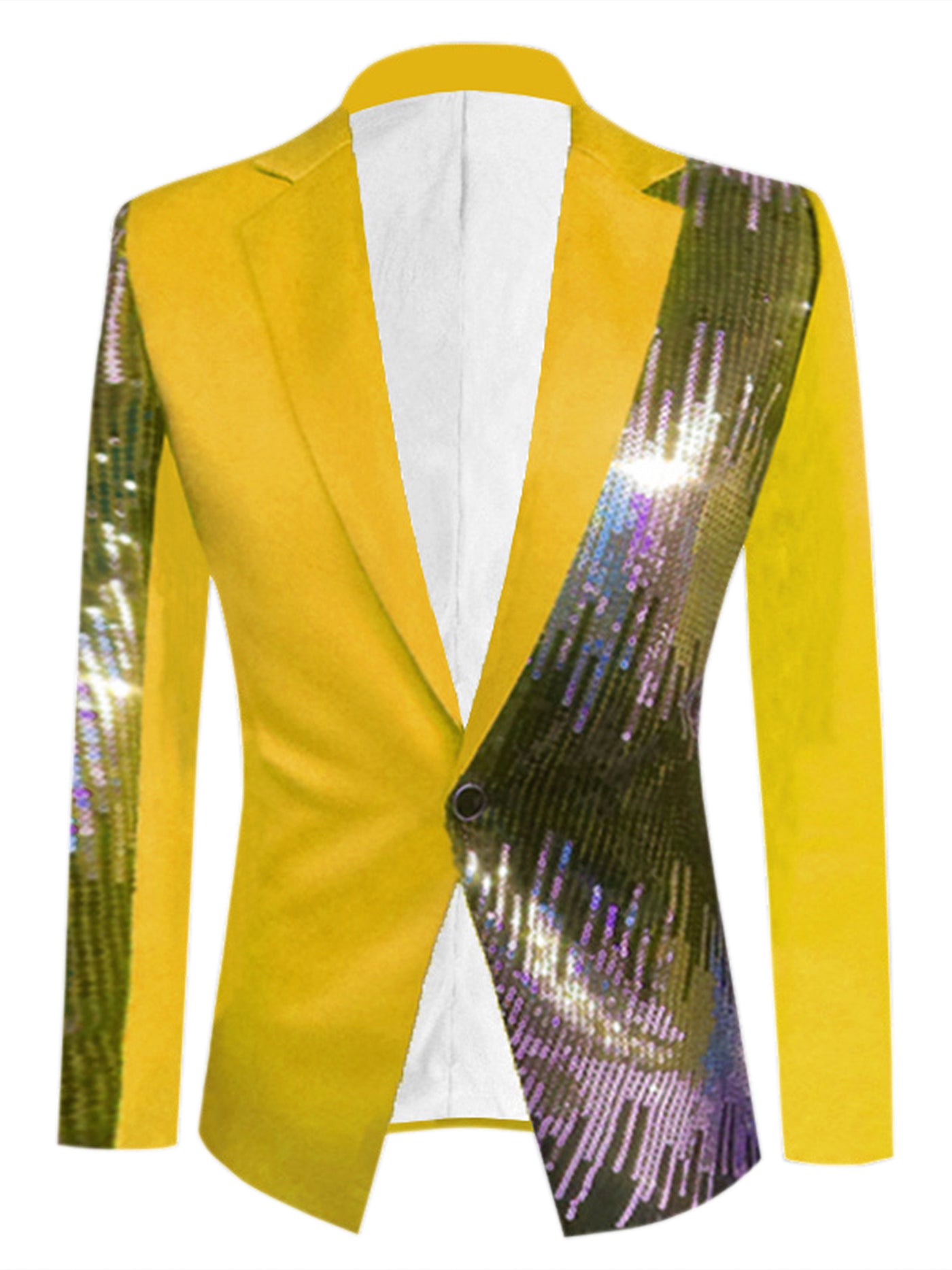 Bublédon Sequin Blazer for Men's Color Block Notched Lapel Party Sparkle Sports Coat