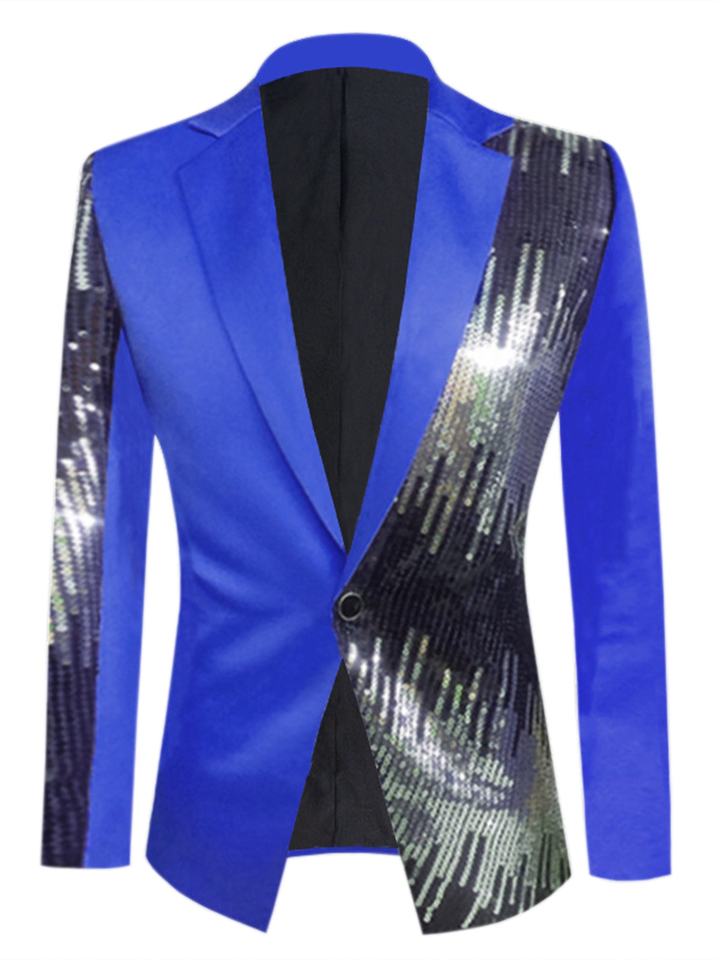 Bublédon Sequin Blazer for Men's Color Block Notched Lapel Party Sparkle Sports Coat