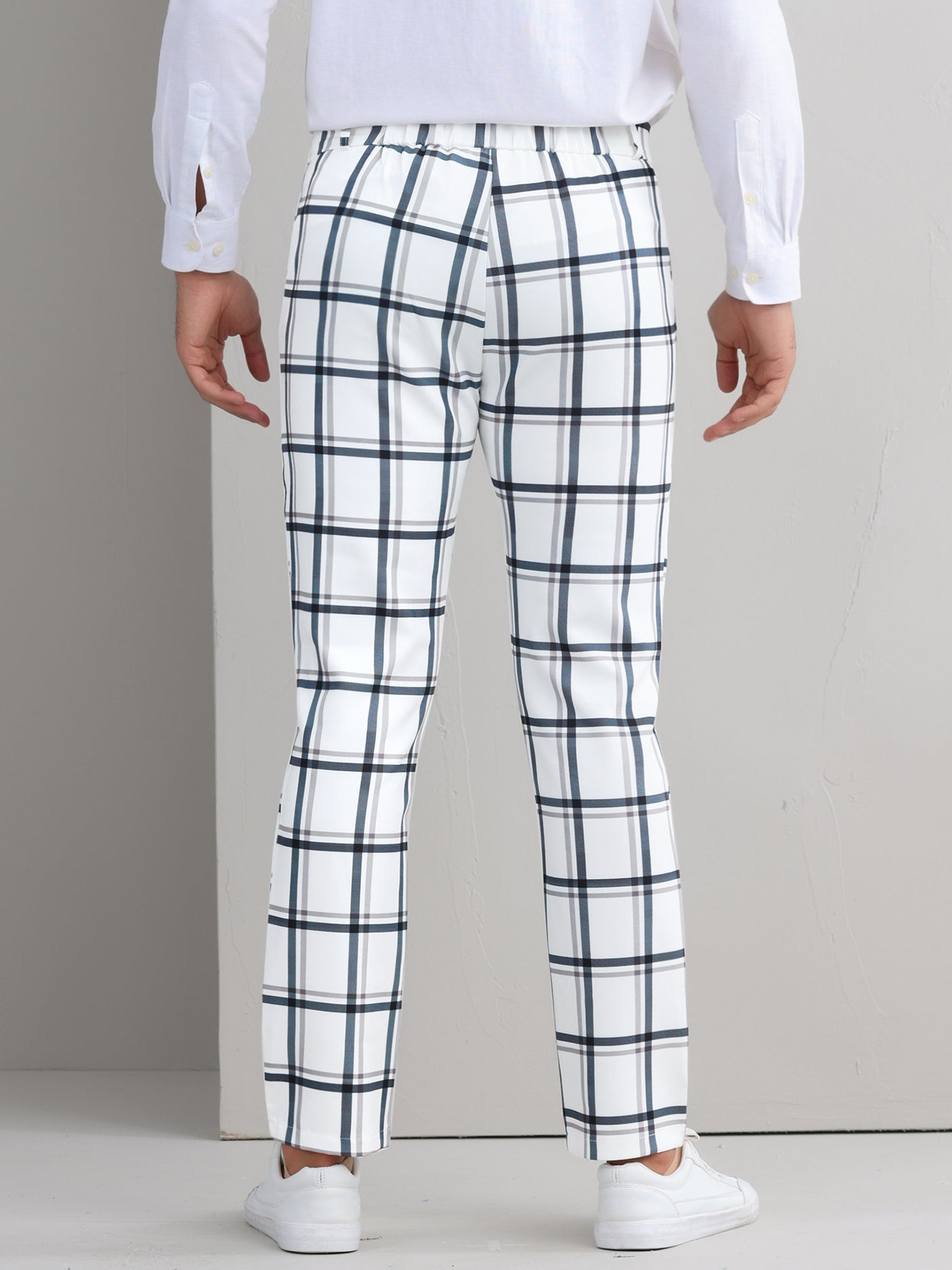 Bublédon Plaid Printed Pants for Men's Regular Fit Flat Front Office Checked Slacks