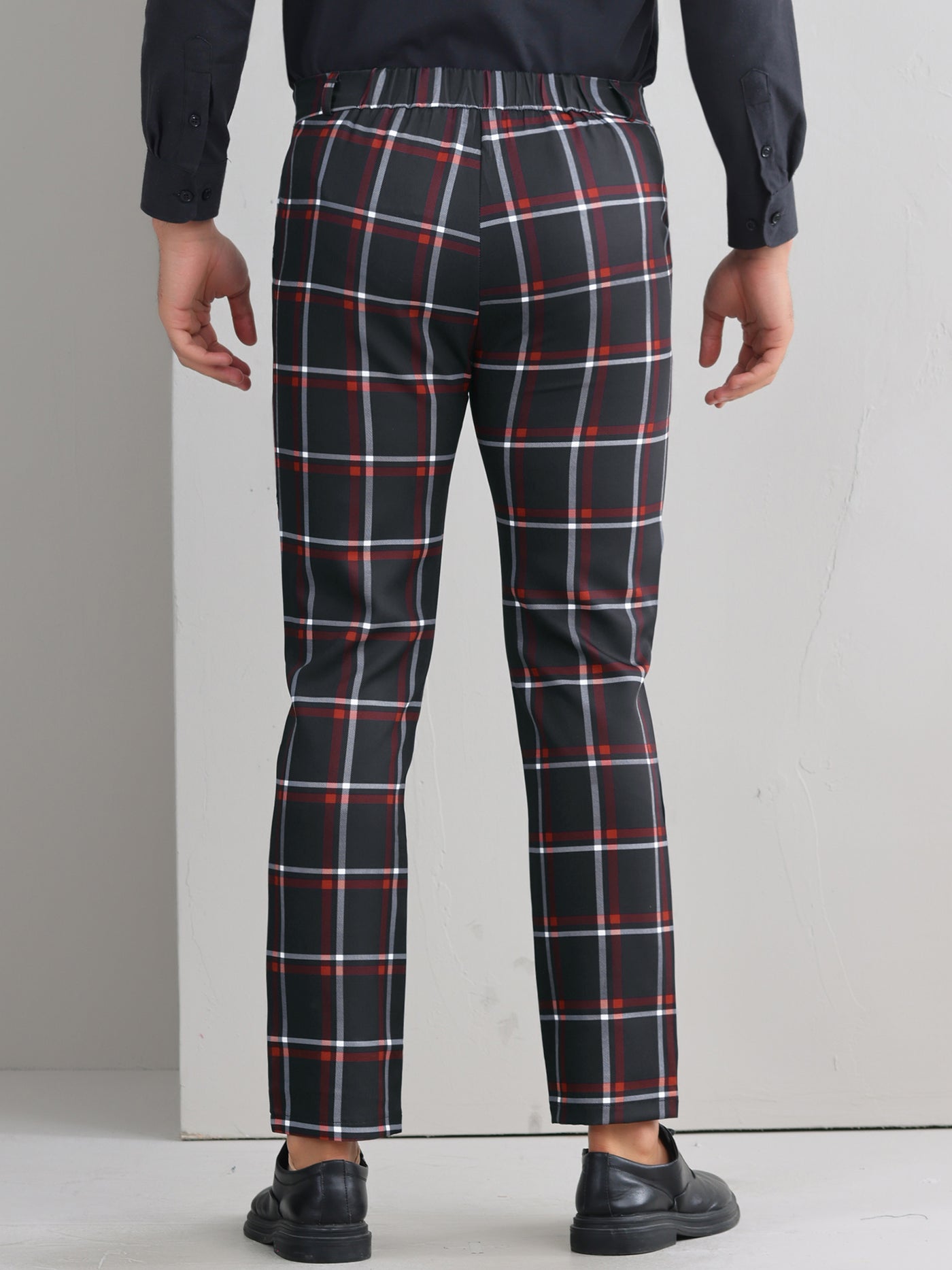 Bublédon Plaid Printed Pants for Men's Regular Fit Flat Front Office Checked Slacks